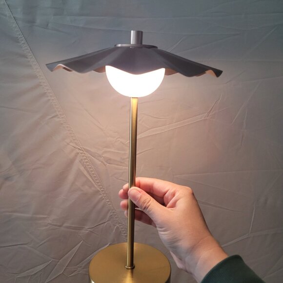 Heart and Hand with Magnolia Portable Scallop Shade Table Lamp Brass/Copper - Picture 4 of 6